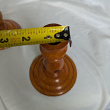 Vintage Artist Signed Turned Wood Pair of Candlestick Holders