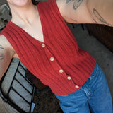 Vintage Rust Red Cotton Knit Sweater Vest
