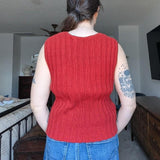Vintage Rust Red Cotton Knit Sweater Vest