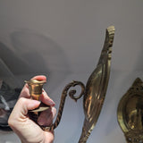 Vintage Pair Brass Ornate Wall Hanging Candle Holders