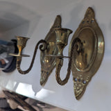Vintage Pair Brass Ornate Wall Hanging Candle Holders
