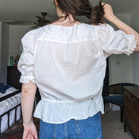 Vintage Lauren Jeans Ralph Lauren White Puff Sleeve Milkmaid Blouse