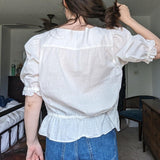 Vintage Lauren Jeans Ralph Lauren White Puff Sleeve Milkmaid Blouse