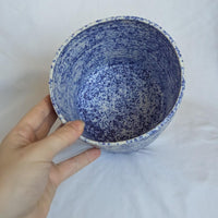 Vintage Blue and White Splatterware Stoneware Pot