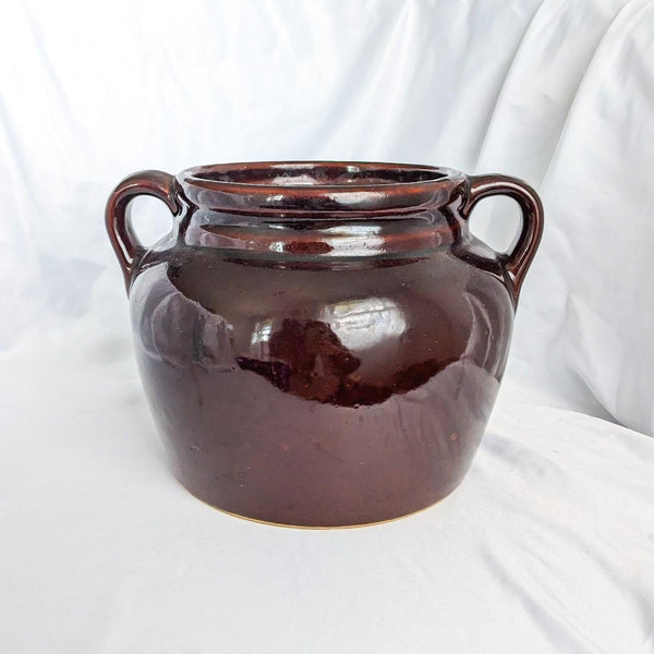 Vintage USA Brown Double Handle Crock