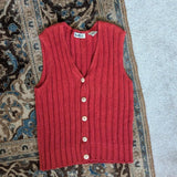Vintage Rust Red Cotton Knit Sweater Vest