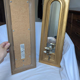 Vintage Pair Gold Tone Hollywood Regency Arched Mirror Wall Sconces