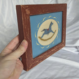 Vintage Artist Signed Rocking Horse Needlepoint Framed Artwork
