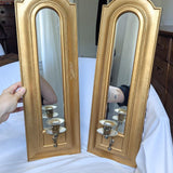 Vintage Pair Gold Tone Hollywood Regency Arched Mirror Wall Sconces