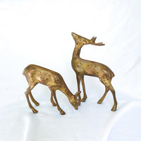 Pair Spotted Deer Brass Figurines