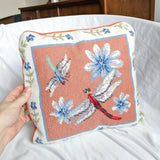 Dragonfly Vintage Needlepoint Pillow