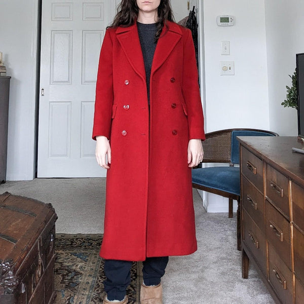 Pendleton Vintage Red Wool Double Breasted Long Coat