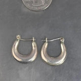 Sterling Silver 925 Vintage Puffy Hoop Earrings