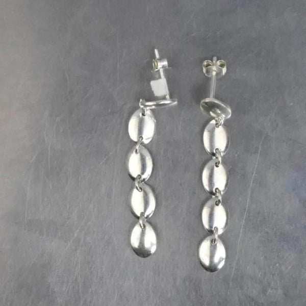 Sterling Silver Vintage Disc Post Dangle Earrings