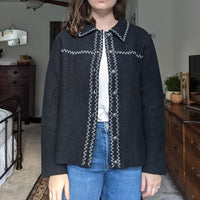 Black Wool Stitched Shirt Jacket