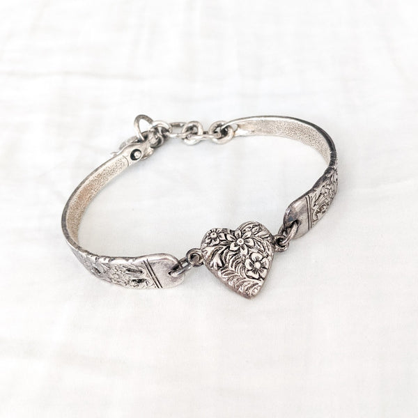 Sterling Silver Heart Spoon Bracelet