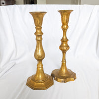 Mismatched Pair of Brass Candlesticks