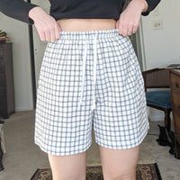 Windowpane Drawstring Lounge Shorts