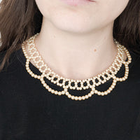 Pearl Scalloped Lace Bib Necklace