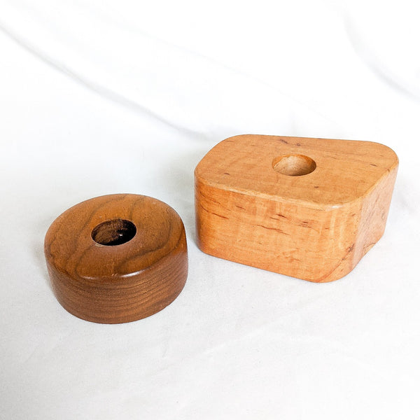 Pair of Modern Wooden Candlestick Holders