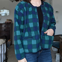 Blue + Green Buffalo Check Fleece Jacket