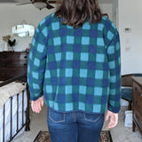 Blue + Green Buffalo Check Fleece Jacket