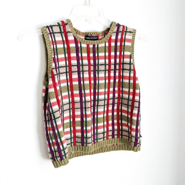 Plaid Knit Sweater Vest