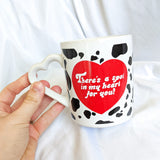 There's a Spot In My Heart For You Cow Print Heart Handle Mug