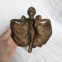 Antique Solid Bronze Art Deco Lady Ashtray