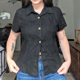 Studio Ease Black Linen Blouse