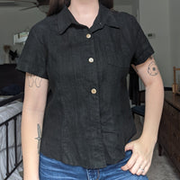 Studio Ease Black Linen Blouse