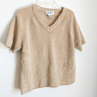 Neutral Chenille Short Sleeve Blouse