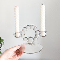 Glass Bubble Candlestick Holder