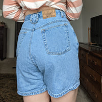 Denim High Rise Double Button Shorts