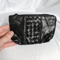 Black Stitched Patchwork Coin Purse