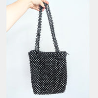 Black Wooden Beaded Purse