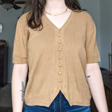 Camel Mini Button Neutral Blouse