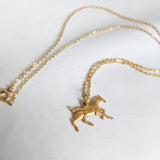 Gold Tone Horse Charm Necklace