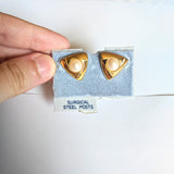 Gold Tone Triangle Pearl Earrings