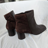 Brown Leather Corduroy Booties