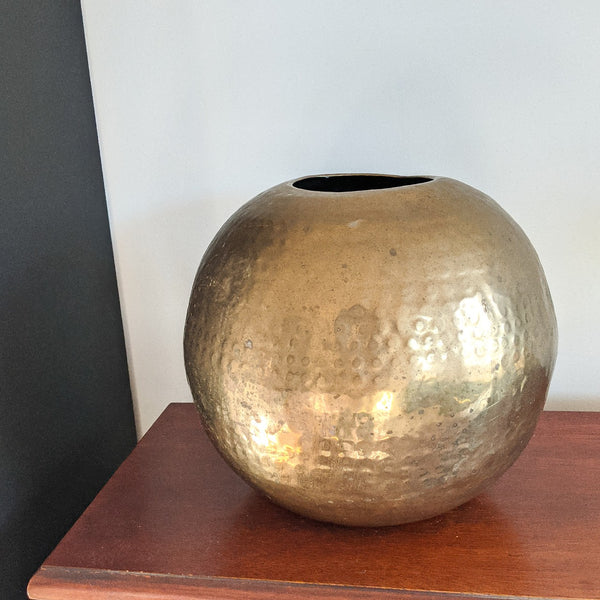 Hammered Brass Orb Vase