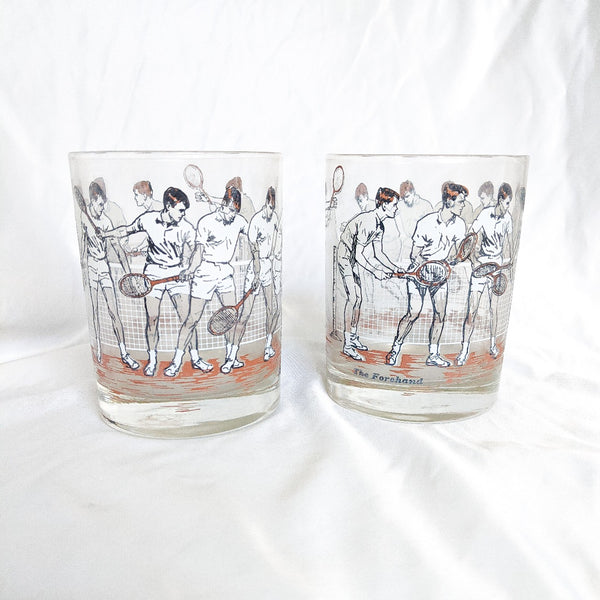 Pair of Tennis Player Glass Drinking Glasses