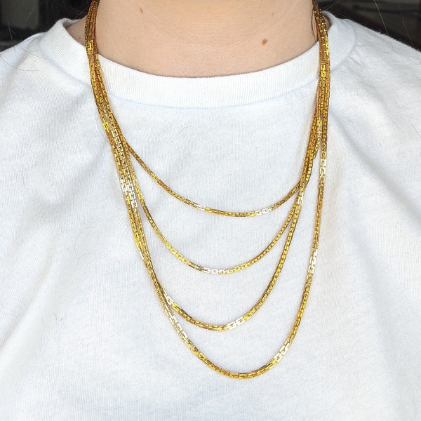 Four Strand Layered Gold Chain Necklace