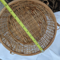 Woven Wicker Bamboo Handle Low Basket