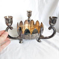 Silver Plated Lotus Flower Candelabra