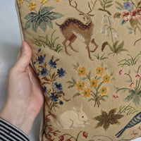 Woodland Hand Embroidered Needlepoint Pillow