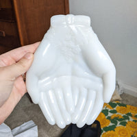 Milk Glass Hands Dish