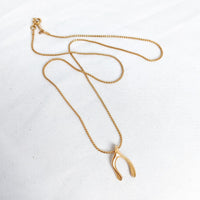 Gold Tone Wishbone Necklace