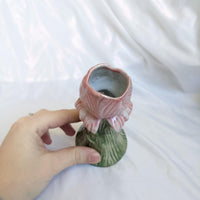 Pink Ceramic Tulip Candlestick Holder