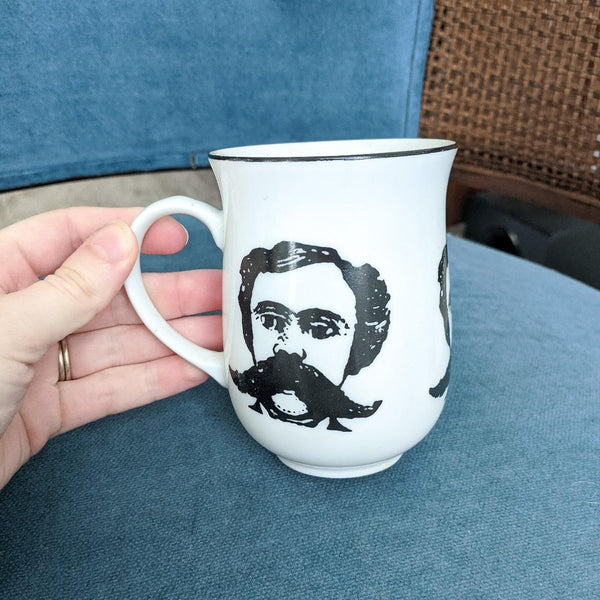 Vintage Handlebar Mustache Mug with Mustache Guard